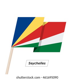 Seychelles Ribbon Waving Flag Isolated on White. Vector Illustration. Seychelles Flag with Sharp Corners