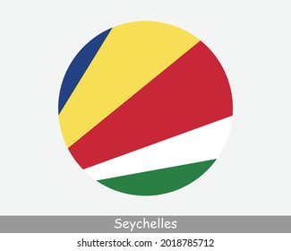 Bandera de Círculo Circular de las Seychelles. Símbolo de la pancarta del botón circular de las Seychelles. Vector EPS de la bandera de Seselwa