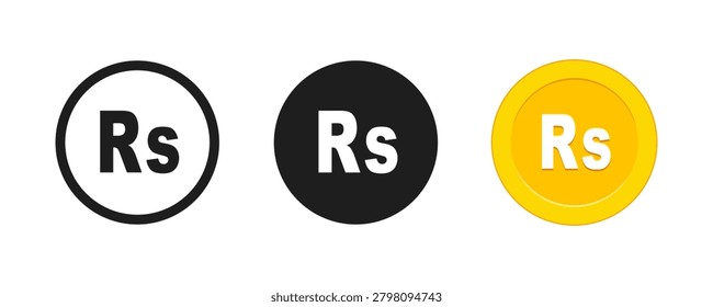 Seychelles Rupee Coin Icon Set, Indian Rs Currency Symbol Vector