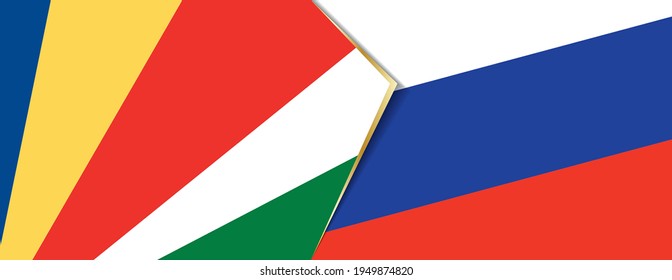 Seychelles and Russia flags, two vector flags symbol of relationship or confrontation.