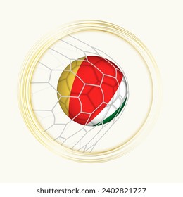 Seychelles scoring goal, abstract football symbol with illustration of Seychelles ball in soccer net. Vector sport illustration.