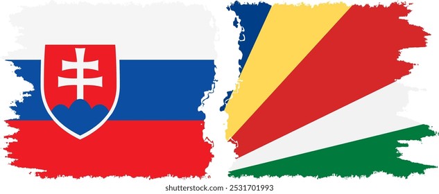 Seychelles and Slovakia grunge flags connection, vector