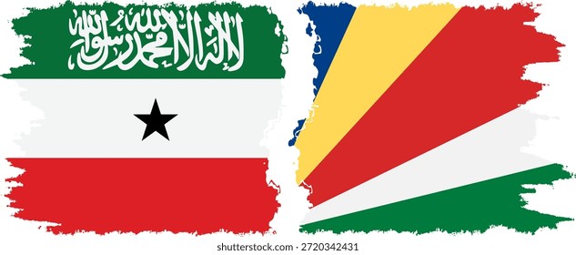 Seychelles and Somaliland grunge flags connection, vector