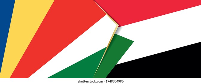 Seychelles and Sudan flags, two vector flags symbol of relationship or confrontation.
