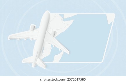 Seychelles Travel Illustration with Plane and National Flag. Ideal for travel agencies, promotional materials, or geographic content related to Seychelles.