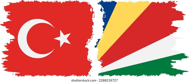 Verbindung zwischen den Seychellen und der Türkei mit Grunge-Flaggen, Vektorgrafik