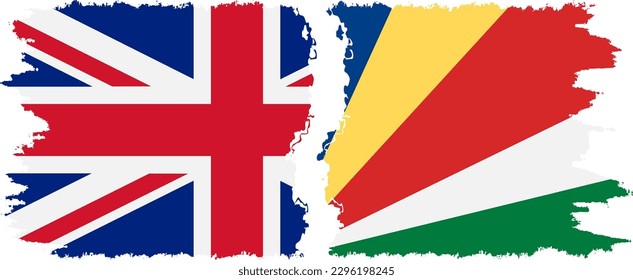Anbindung an die Seychellen und die britischen Grunge-Flaggen, Vektorgrafik