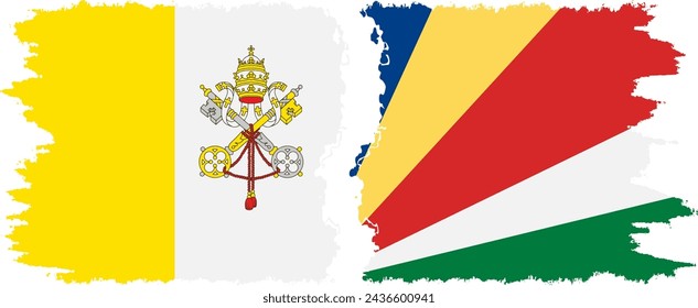 Seychelles and Vatican grunge flags connection, vector
