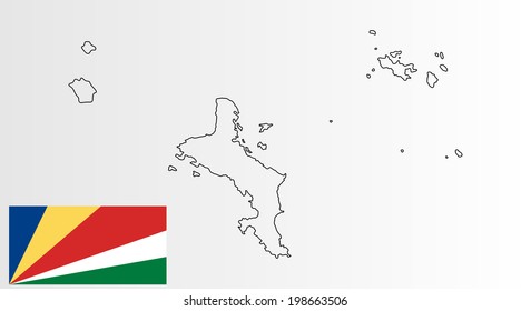 Seychelles vector map contour isolated on white background. Original and simple Seychelles vector flag isolated vector in official colors and Proportion Correctly 