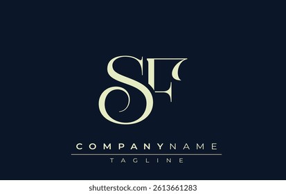 SF abstract Logo. Elegantly Designed Minimalist Monogram Logo with Stylish Lettering. Sophisticated and sleek minimalist monogram showcasing unique lettering design.