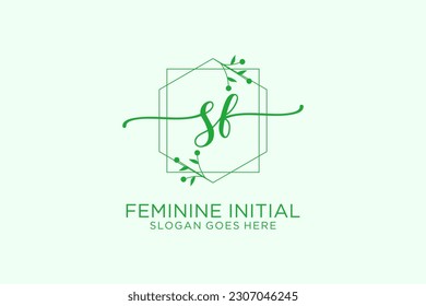 SF beauty monogram and elegant logo design handwriting logo of initial signature, wedding, fashion, floral and botanical with creative template.