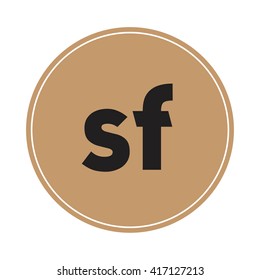sf brown letters ,abstract background logo, design identity in circle, alphabet letter