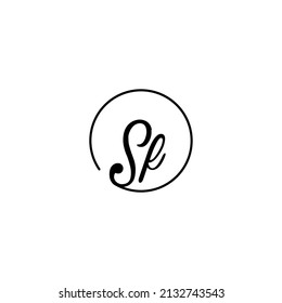 Concepto femenino de circulo SF logotipo inicial mejor para la belleza y la moda