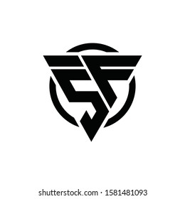 SF F5 5F Triangle Logo Circle Monogram Design Vector Super Hero Concept