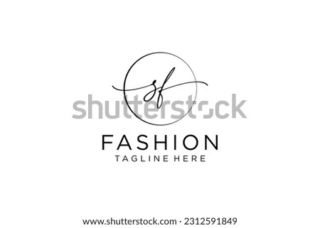 SF Feminine logo beauty monogram and elegant logo design, handwriting logo of initial signature, wedding, fashion, floral and botanical with creative template. Imagine de stoc © 