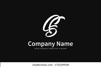 Diseño del logotipo de letras iniciales SF o FS. Logo caligráfico único. Letra S y F tejidas juntas.