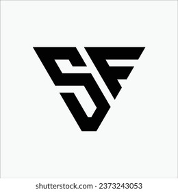 SF or FS initial triangle shape line art pattern monogram modern brand unique logo 