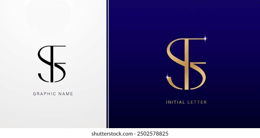 SF or FS initials letters monogram logos symbols for business cards elements, branding company identity, advertisement material golden foil paper, collage print, ads campaign, wedding invitation signs