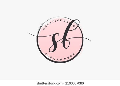 Logo de escritura a mano SF con la firma de vector de plantilla de círculo, boda, moda, floral y botánica con plantilla creativa.