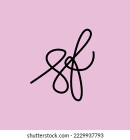 SF initial based vector logo isolated on pink background. Handwriting and signature logo. Suitable for fashion, woman, company, and business.