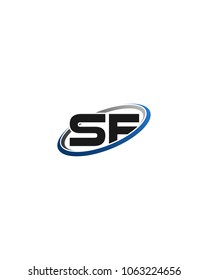 SF initial company blue black swoosh logo