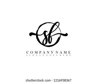 SF initial handwriting logo circle template vector