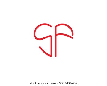 SF Initial Heart Shape Red Colored Logo