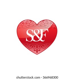 S&F initial letter logo with ornament heart shape