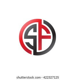 SF initial letters looping linked circle logo red black
