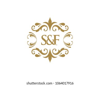 S&F Initial logo. Ornament ampersand monogram golden logo