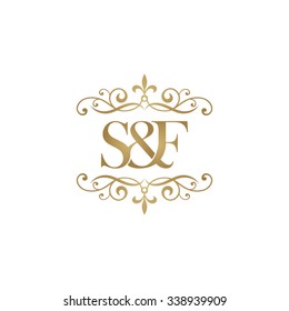 S&F Initial logo. Ornament ampersand monogram golden logo