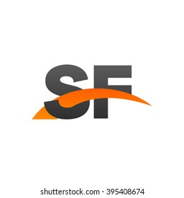 SF initial overlapping swoosh letter logo black orange