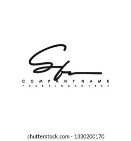 SF initial signature logo. handwriting logo template vector,