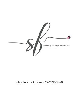 SF Initials Handwriting logo. beautiful luxury vector