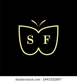 SF Initials Luxury Butterfly logo Vector illustration