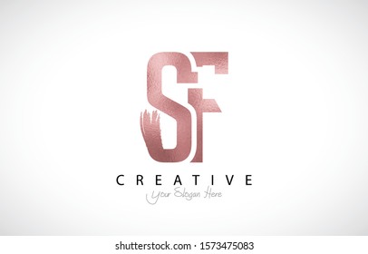 SF Letter Design with light Pink Shiny and Brush Stroke. Modern Trendy Vector Illustration.