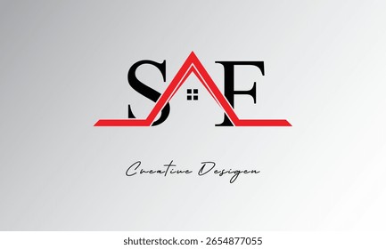 Logotipo de SF Letter House: monograma inmobiliario creativo con icono de techo y forma de hogar para propiedades, arquitectura y marca moderna
