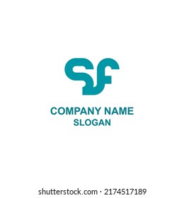 Logo inicial de la letra SF, letra mayúscula en forma única.	