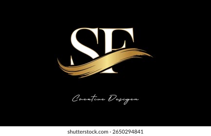 Logotipo de monograma de letra SF - marca de letra de traço elegante da escova de ouro para a marca de luxo, moda, Boutique Premium Identity Design
