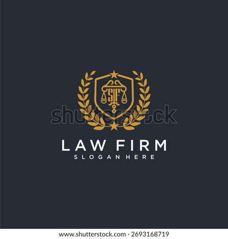 SF letter monogram logo for lawfirm with pillar and leaf image design
