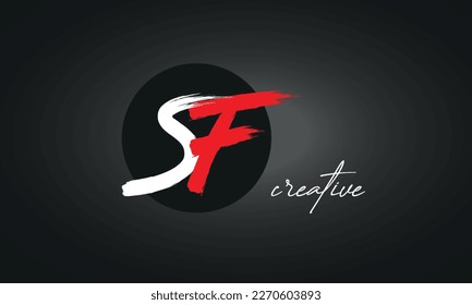 SF Letters Brush Paint Logo icon, Elegant Vector Design