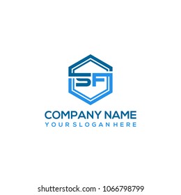 SF logo letter initial, Abstract polygonal Background Logo,