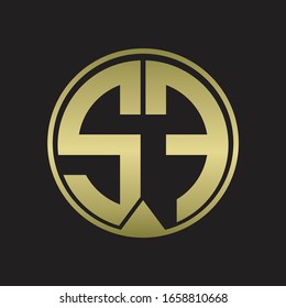 SF-Logo-Monogrammkreis mit Stück-Band-Stil auf Golden-Farben