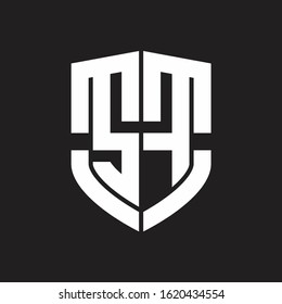 SF Logo monogram with emblem shield shape design isolated on black background