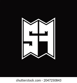 Monograma de logotipo SF con plantilla de diseño de estilo emblemático sobre fondo negro