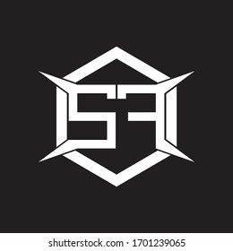 SF Logo monogram with hexagon and four taper shape design template