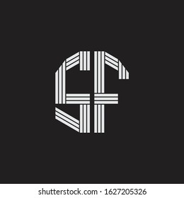 SF Logo monogram with outline style linked isolated on black background