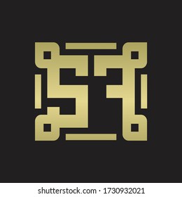 Monograma de logotipo de SF con plantilla de diseño de arte de línea