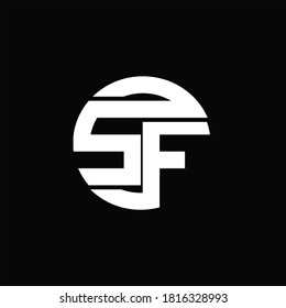 SF Logo monogram with rounded line swipe design template on black background