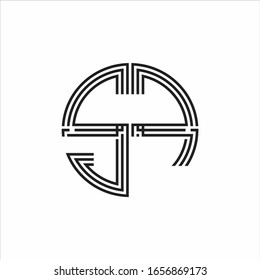 SF Logo monogram triple ribbon style line design template isolated on white background